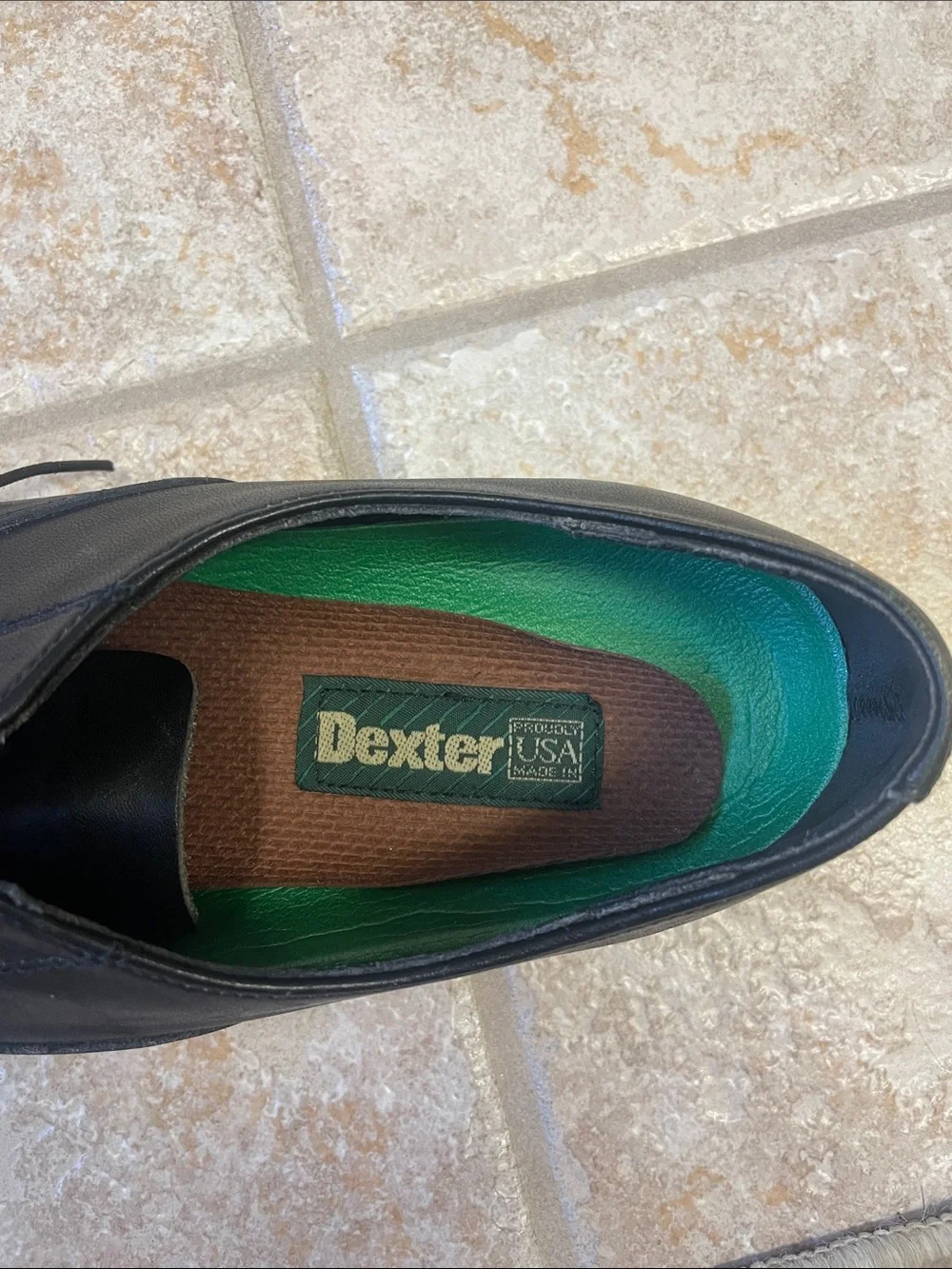 Dexter Black Leather Men’s Derby Shoes with Green Insoles